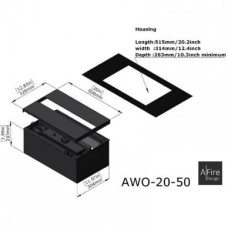 AFIRE ORIGINAL AWA-20-50 įmontuojamas elektrinis vandens garų židinys